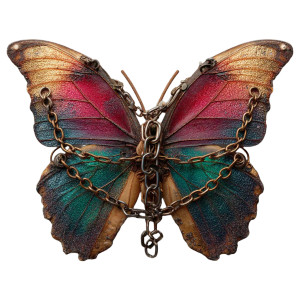 Chained Butterfly Vinyl Car Decal Sticker – Waterproof & UV-Resistant 8"