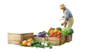 Harvesting Organic Vegetables Vinyl Car Decal Sticker – Waterproof & UV-Resistant 8"