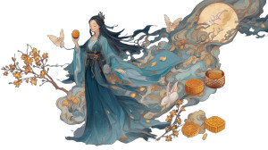 Chang'E Moonlit Scene Vinyl Car Decal Sticker – Waterproof & UV-Resistant 8"