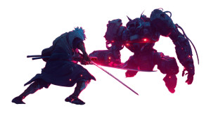 Cyber-Samurai Battle Vinyl Car Decal Sticker – Waterproof & UV-Resistant 8"