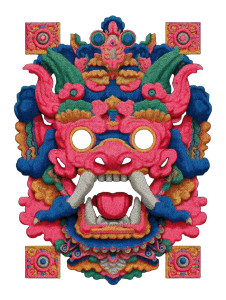 Japanese Demon Mask V9 Vinyl Car Decal Sticker – Waterproof & UV-Resistant 8"