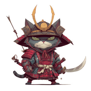 Samurai Cat V44 Vinyl Car Decal Sticker – Waterproof & UV-Resistant 8"