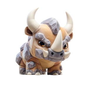 Chibi Rock Bison Vinyl Car Decal Sticker – Waterproof & UV-Resistant 8"