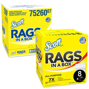Scott White Multi-Purpose Rags | 9x12 Inch | 1600 Rags | Strong, Durable, Absorbent | Ideal for Painting, Polishing, Detailing