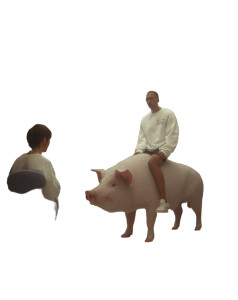 Giantess Riding Pig Vinyl Car Decal Sticker – Waterproof & UV-Resistant 8"