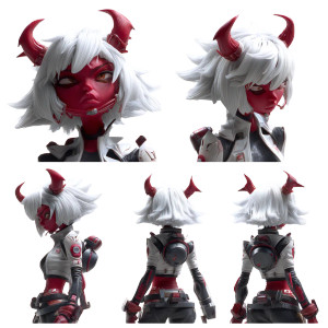 Cyber Demon Girl Vinyl Car Decal Sticker – Waterproof & UV-Resistant 8"