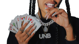 Girl Holding Cards Vinyl Car Decal Sticker – Waterproof & UV-Resistant 8"