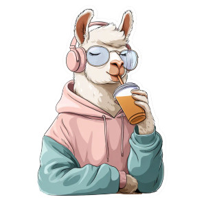 Lofi Llama Vinyl Car Decal Sticker – Waterproof & UV-Resistant 8"