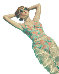 Floating Woman Swim Vinyl Car Decal Sticker – Waterproof & UV-Resistant 8"