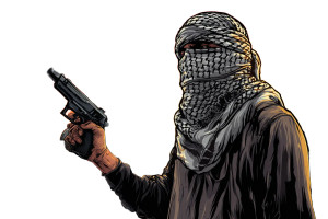 Bedouin Man Pistol Vinyl Car Decal Sticker – Waterproof & UV-Resistant 8"