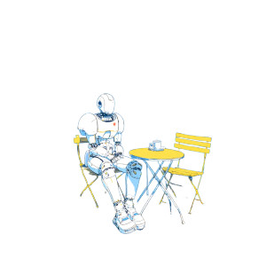 Futuristic Robot Café V2 Vinyl Car Decal Sticker – Waterproof & UV-Resistant 8"