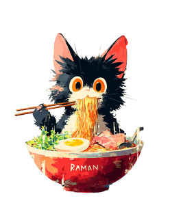 Otoru Ramen Cat Vinyl Car Decal Sticker – Waterproof & UV-Resistant 8"