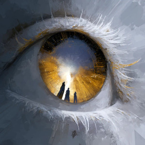 Cyberpunk Amber Eye Vinyl Car Decal Sticker – Waterproof & UV-Resistant 8"
