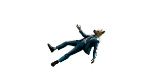 Space Dog Businessman Vinyl Car Decal Sticker – Waterproof & UV-Resistant 8"