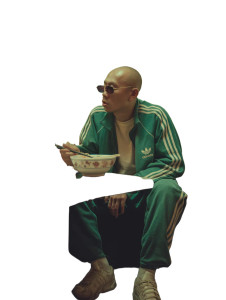Bald Man Eating Noodles Vinyl Car Decal Sticker – Waterproof & UV-Resistant 8"