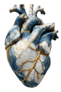 Porcelain Heart Kintsugi Vinyl Car Decal Sticker – Waterproof & UV-Resistant 8"