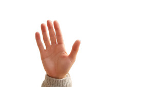 Raised Hand Question Vinyl Car Decal Sticker – Waterproof & UV-Resistant 8"