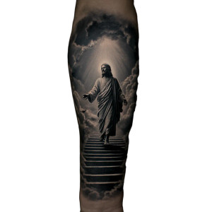 Jesus Stairway Tattoo Vinyl Car Decal Sticker – Waterproof & UV-Resistant 8"