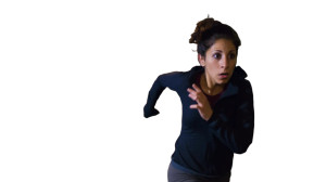 Frightened Woman Running Vinyl Car Decal Sticker – Waterproof & UV-Resistant 8"
