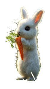 White Bunny Eating Vinyl Car Decal Sticker – Waterproof & UV-Resistant 8"