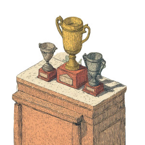 Podium With Trophies Vinyl Car Decal Sticker – Waterproof & UV-Resistant 8"