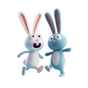 Playful Rabbit Duo Vinyl Car Decal Sticker – Waterproof & UV-Resistant 8"