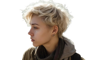 Young Androgyne Woman Vinyl Car Decal Sticker – Waterproof & UV-Resistant 8"