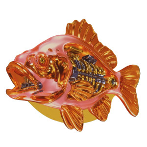 Mechanical Pink Fish Vinyl Car Decal Sticker – Waterproof & UV-Resistant 8"