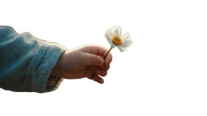 Child Holding Flower Vinyl Car Decal Sticker – Waterproof & UV-Resistant 8"