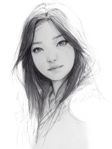 Asian Girl Sketch Vinyl Car Decal Sticker – Waterproof & UV-Resistant 8"