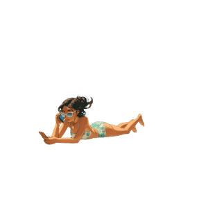 Beach Chat Girl Vinyl Car Decal Sticker – Waterproof & UV-Resistant 8"