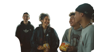 Asian Teenagers Interacting Vinyl Car Decal Sticker – Waterproof & UV-Resistant 8"