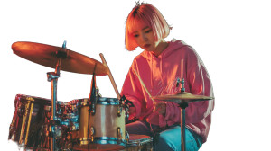 Korean Drummer Girl Vinyl Car Decal Sticker – Waterproof & UV-Resistant 8"