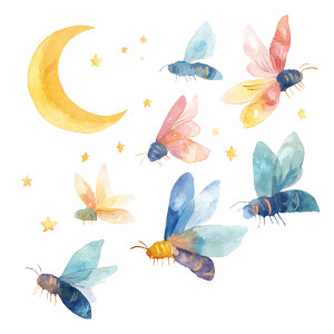 Glowing Fireflies Swarm Vinyl Car Decal Sticker – Waterproof & UV-Resistant 8"