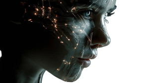 Cybernetic Human Face Vinyl Car Decal Sticker – Waterproof & UV-Resistant 8"