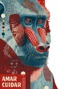 Abstract Mandrill Vinyl Car Decal Sticker – Waterproof & UV-Resistant 8"