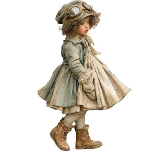 Steampunk Girl Illustration Vinyl Car Decal Sticker – Waterproof & UV-Resistant 8"