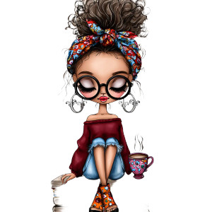 Abstract Tea Girl Vinyl Car Decal Sticker – Waterproof & UV-Resistant 8"