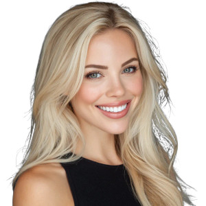 Blonde Woman Smiling V4 Vinyl Car Decal Sticker – Waterproof & UV-Resistant 8"