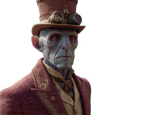 Victorian Alien Gentleman Vinyl Car Decal Sticker – Waterproof & UV-Resistant 8"