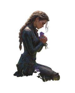 Braided Silver-Haired Woman Vinyl Car Decal Sticker – Waterproof & UV-Resistant 8"