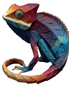 Rainbow Origami Lizard Vinyl Car Decal Sticker – Waterproof & UV-Resistant 8"