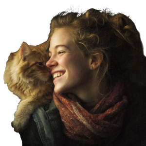 Woman With Cat V13 Vinyl Car Decal Sticker – Waterproof & UV-Resistant 8"