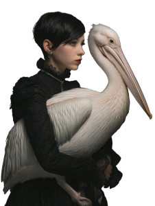 Goth Girl With Pelican Vinyl Car Decal Sticker – Waterproof & UV-Resistant 8"