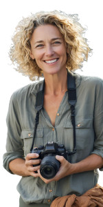 Smiling Photographer Woman Vinyl Car Decal Sticker – Waterproof & UV-Resistant 8"