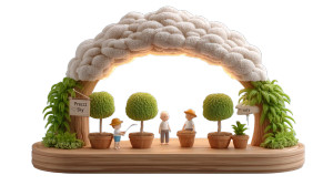 Children Planting Trees Vinyl Car Decal Sticker – Waterproof & UV-Resistant 8"