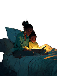 Mom And Child Reading Vinyl Car Decal Sticker – Waterproof & UV-Resistant 8"