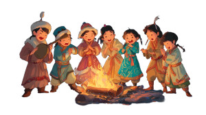 Mongolian Bonfire Dance Vinyl Car Decal Sticker – Waterproof & UV-Resistant 8"