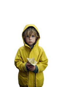 Yellow Raincoat Boy Vinyl Car Decal Sticker – Waterproof & UV-Resistant 8"
