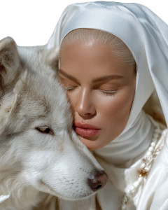 Nun Kissing Wolf Vinyl Car Decal Sticker – Waterproof & UV-Resistant 8"